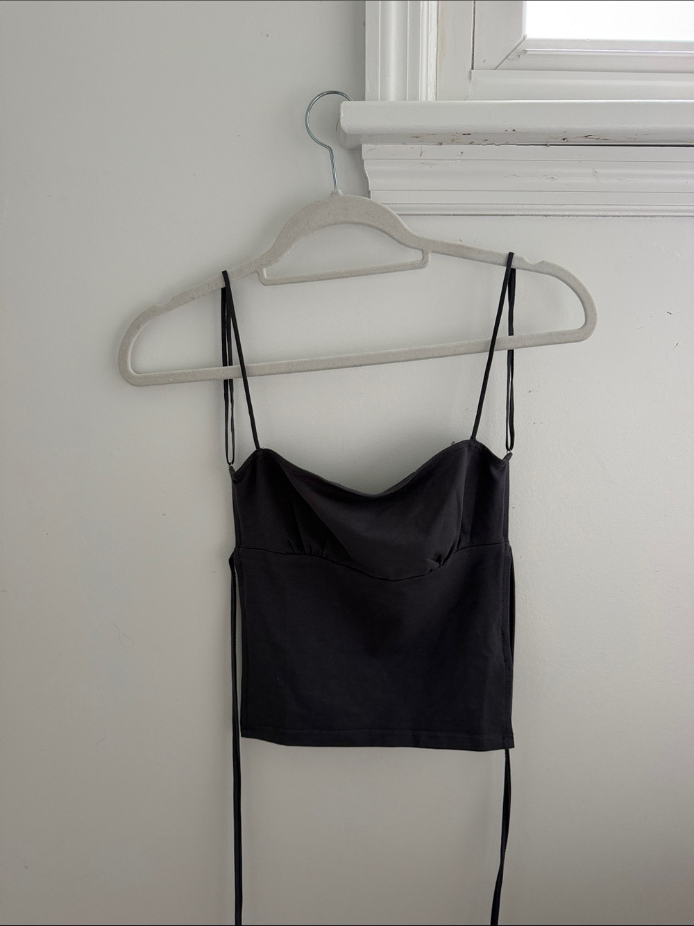 Black Cowl Neck Spaghetti Strap Women's Top